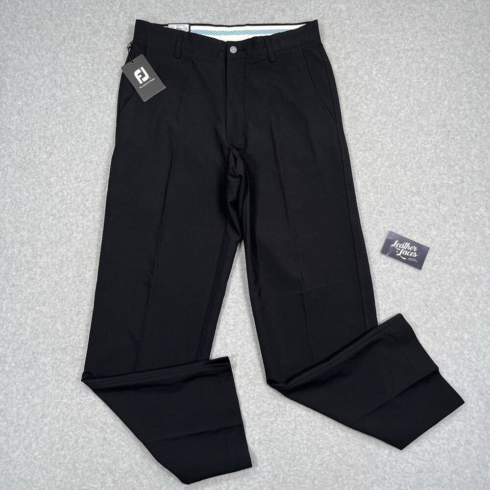 NEW FJ Footjoy Perf Pants 32 x 32 (32x31) Black Golf Stretch Performance Slacks
